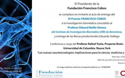 Convocado el acto de entrega del XI Premio Fundación Francisco Cobos