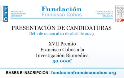 Abierto el plazo de presentación de candidaturas al XVII Premio Francisco Cobos para la investigación biomédica