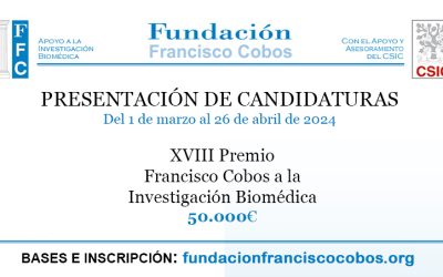 Abierto el plazo de presentación de candidaturas al XVIII Premio Francisco Cobos para la investigación biomédica